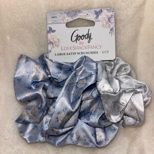 LoveShackFancy X Goody Large Satin Scrunchies - Everblooming Rosettes & Ivy Blue